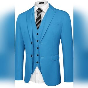 Blue Blazer and Vest, Slim Fit